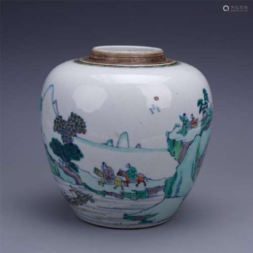 A Chinese Famille Rose Jar with Figures Painting