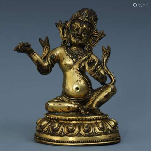 A Chinese Gilt Bronze Figure of the God of Wealth