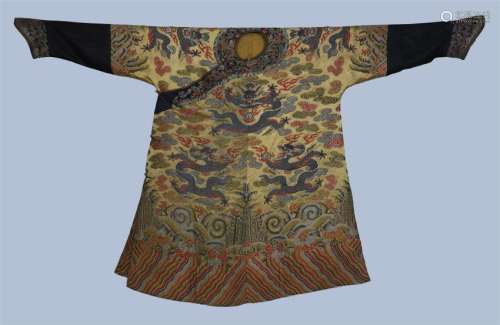 An  Imperial  Chinese Silk Embroidered Winter Dragon