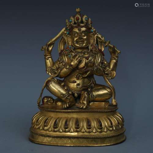 A Chinese Gilt Bronze Figure of Mahakala