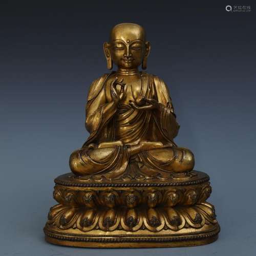 A Chinese Gilt Bronze Figure of Ksitigarbha Bodhisattva