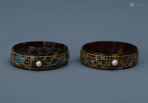 A Pair of Gilt Silver Tortoiseshell Bracelet