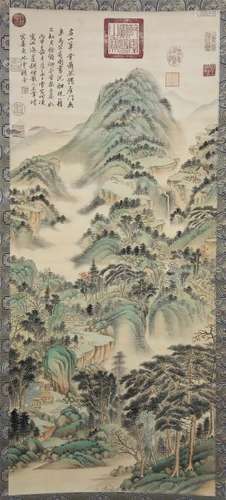 A Chinese Painting Hanging Scroll of Landscape by Wang