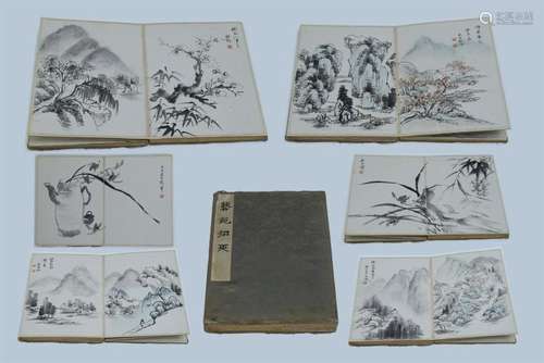 A Fine Chinese Painting Album of Landscape by Qi Gong