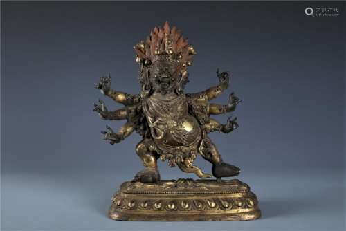 A Chinese Gilt Bronze Figure of Mahakala