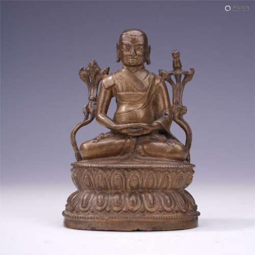 A Finely Cast Chinese Bronze Alloy Figure of Seated