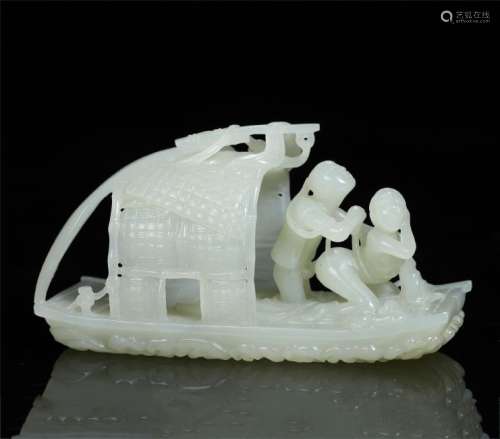 An Unusual Chinese  White Jade Erotic Carving