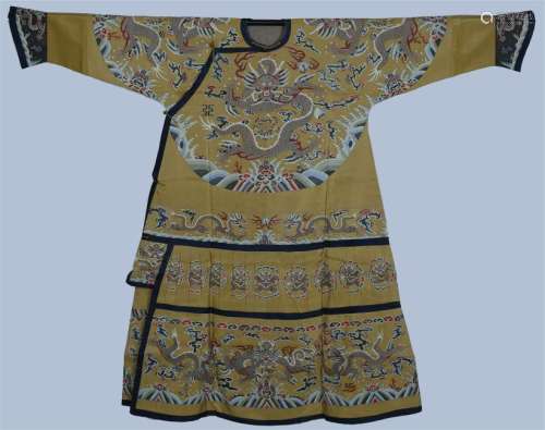 An  Imperial Chinese Yellow Ground Embroidered Silk