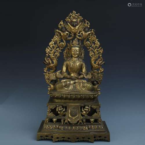 A Chinese Gilt Bronze Figure of Amitayus