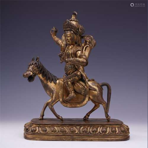 A Chinese Gilt Bronze Figure of Eight Asvapati and