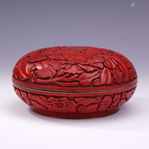 A Chinese Cinnabar Lacquer 'Flower'Powder Box