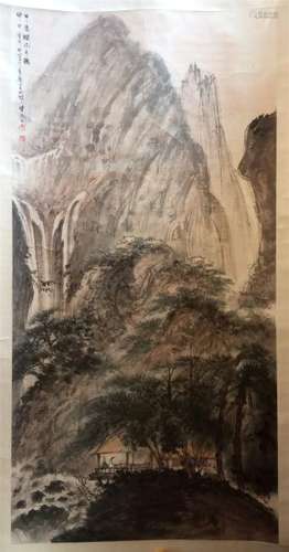 A Chinese Painting Hanging Scroll of Landscape by Fu