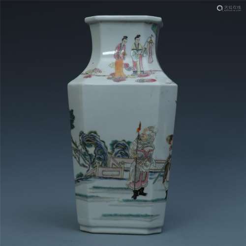 A Chinese Famille Rose Multi Faced Vase Painted with