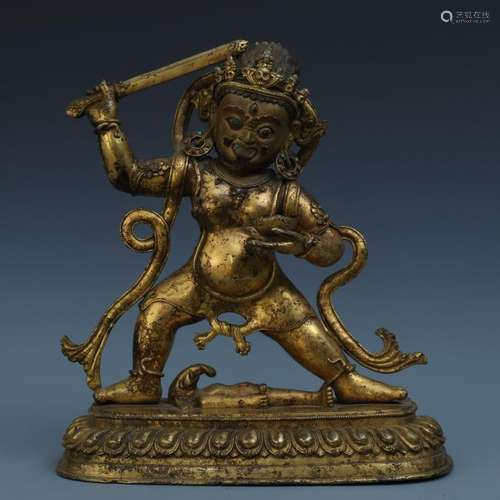 A Chinese Gilt Bronze Figure of Acalanatha