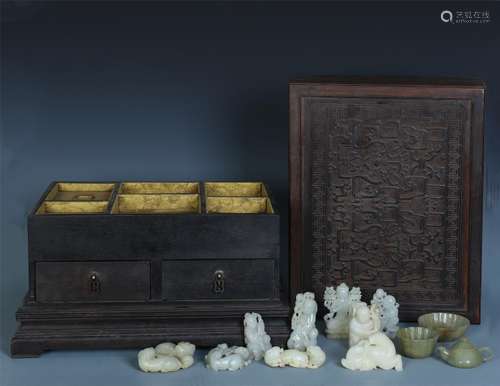 An  Imperial  Chinese Carved Jade Scholar Set and