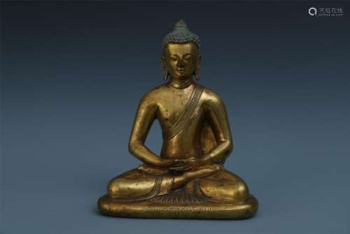 A Chinese Gilt Bronze Figure of Maitreya
