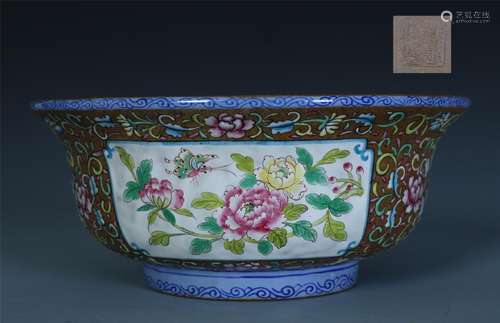 A Chinese Polychrome Zisha Bowl