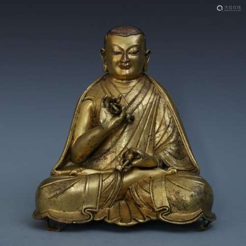 A Chinese Gilt Bronze Figure of Saka Lama