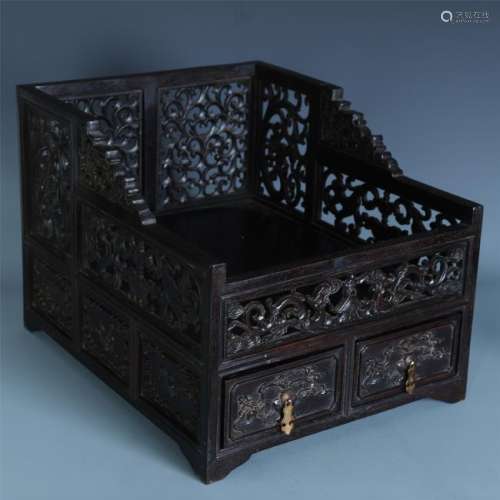 A Finely Chinese Carved Zitan Dresser