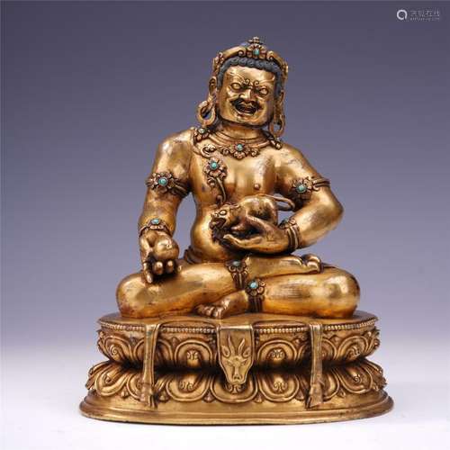 A Chinese Gilt Bronze Figure of Vaishravana