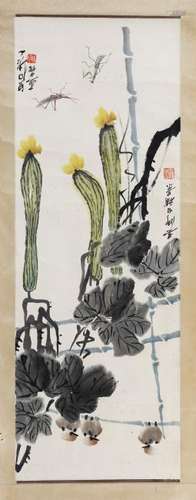 A Chinese Painting Hanging Scroll of Flower by Lou