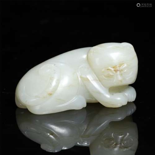 A Rare Chinese Jade Tiger-Shaped Carving