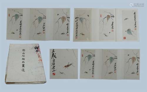 A Large Chinese Painting Album of Flower by Qi Baishi