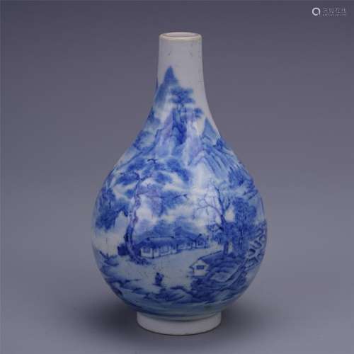 A Chinese Blue and White Landscape Vase