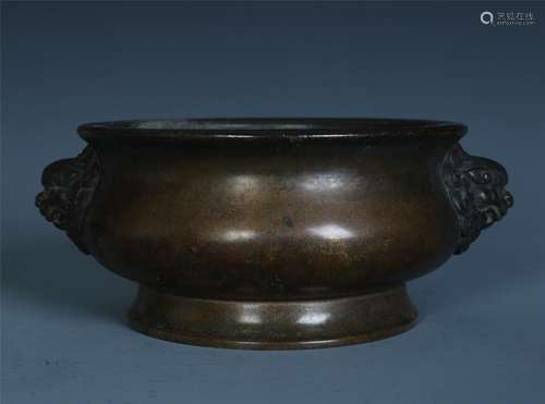 A Rare Bronze Censer with Twin 