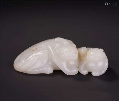 A Chinese White Jade Beast Paper Weight