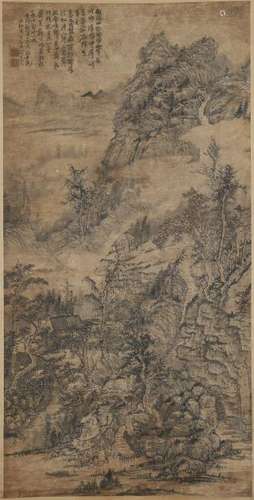 A Chinese Painting Hanging Scroll of Landscape by Shi