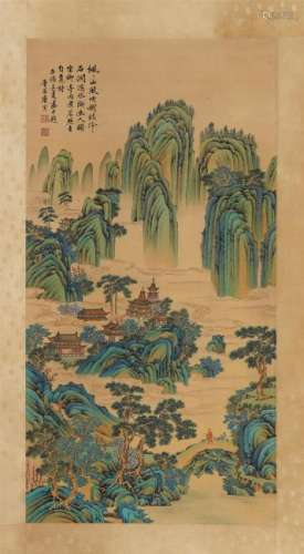 A Chinese Painting Hanging Scroll of Landscape by Tang