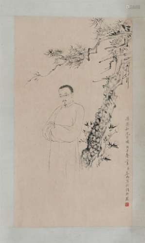 A Chinese Painting Hanging Scroll of Figure by Zhang