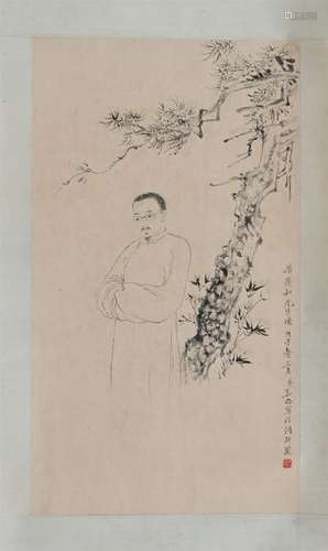 A Chinese Painting Hanging Scroll of Figure by Zhang