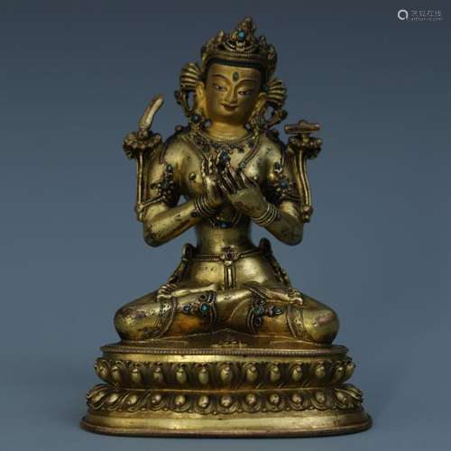 A Chinese Gilt Bronze Figure of Vajrapani