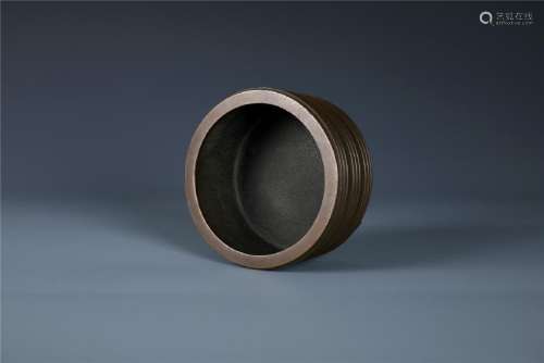 A Chinese  Bronze Cylindrical form Censer