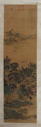 A Chinese Painting Hanging Scroll of Landscape by Wang