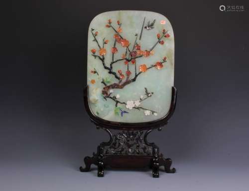 A Chinese Carved  Plum BlossomTable Screen with