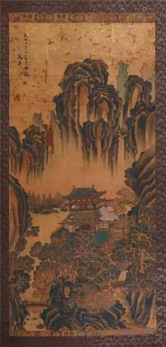 A Chinese Painting Hanging Scroll of Landscape by Xu