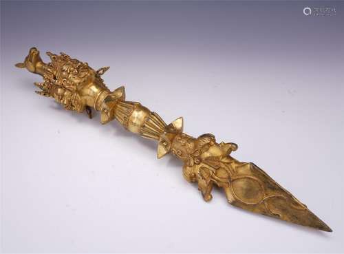 A Chinese Gilt Bronze Vajra