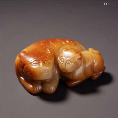 A Chinese Archaistic Jade Carved Beast