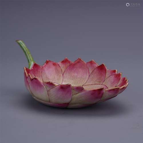 A Chinese Famille Rose Lotus Brush Washer