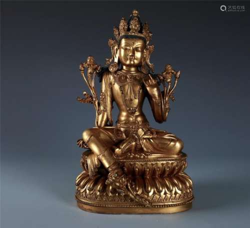 A Fine Chinese Gilt Bronze Figure of Avalokitesvara
