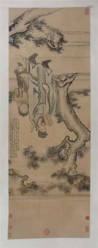 A Chinese Painting Hanging Scroll of Figure by Wu Huang