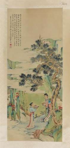 A Chinese Painting Hanging Scroll of Figure by Zheng