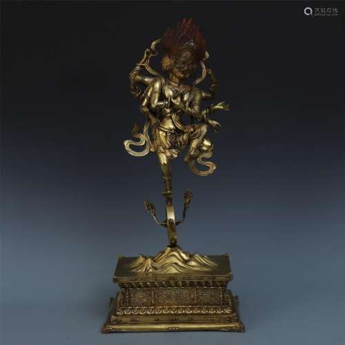 A Chinese Gilt Bronze Figure of Vajrabhairava
