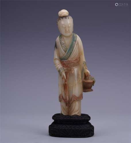 A Fine Chinese  Soapstone  Carving of A Standing Figure