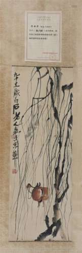 A Chinese Painting Hanging Scroll of Cowboy by Qi