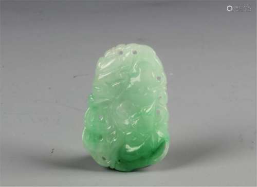A Chinese Carved Green Jadeite Pendent