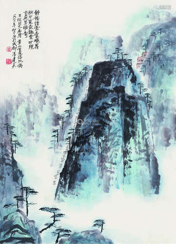 冯建吴（1910～1989） 1983年作 华山古道 立轴 设色纸本